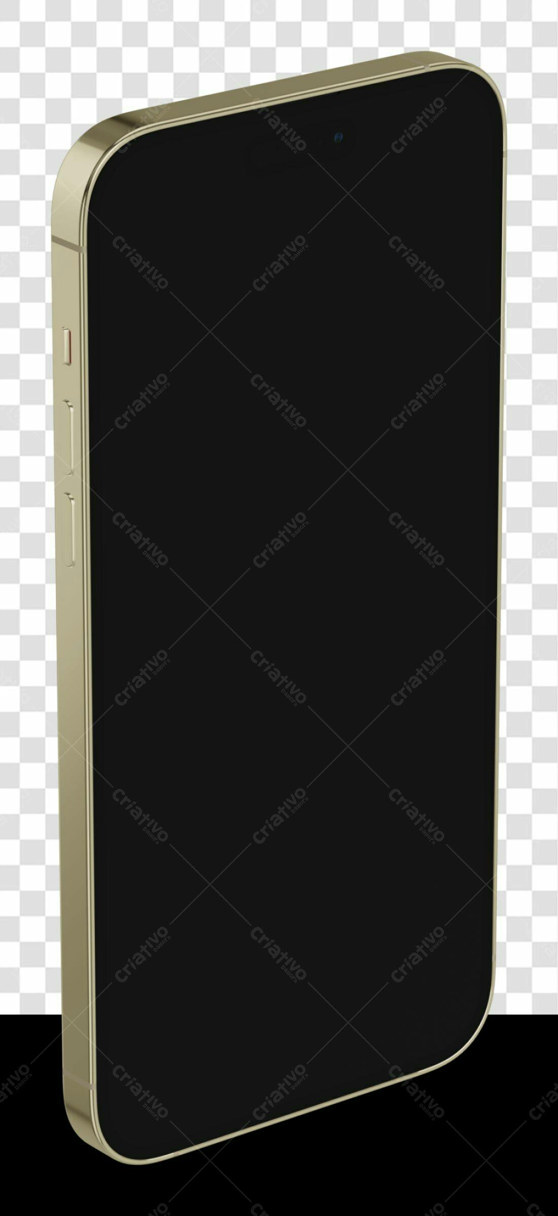 Mockup Smartphone Dourado PNG com fundo transparente