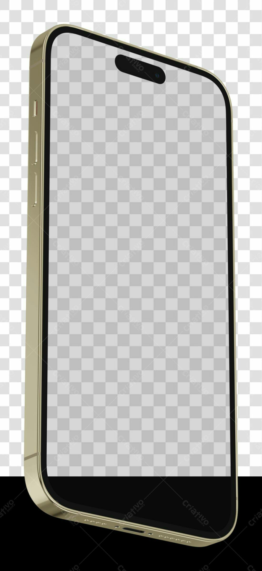 Mockup Smartphone Dourado PNG com fundo transparente