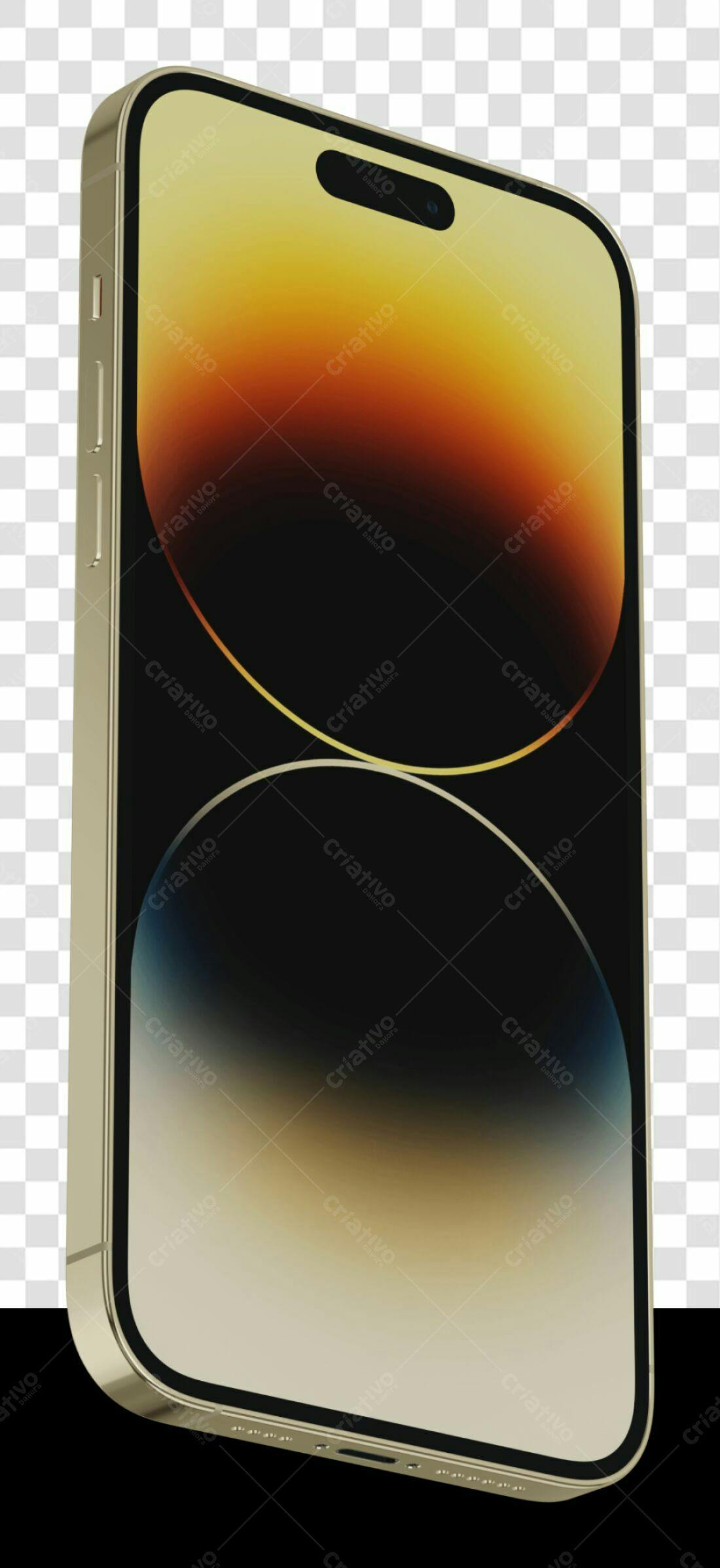 Mockup iPhone dourado PNG com fundo transparente