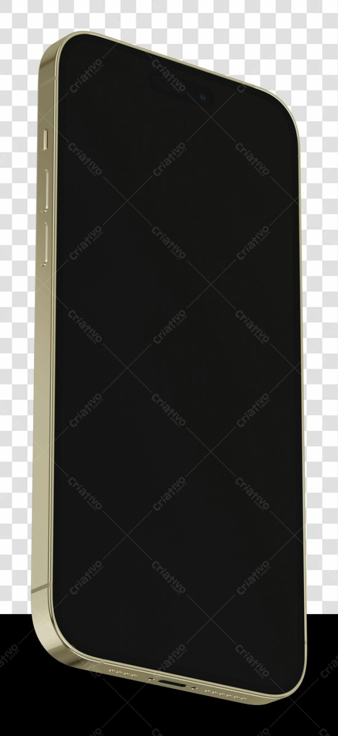 Mockup Celular Dourado PNG com fundo transparente