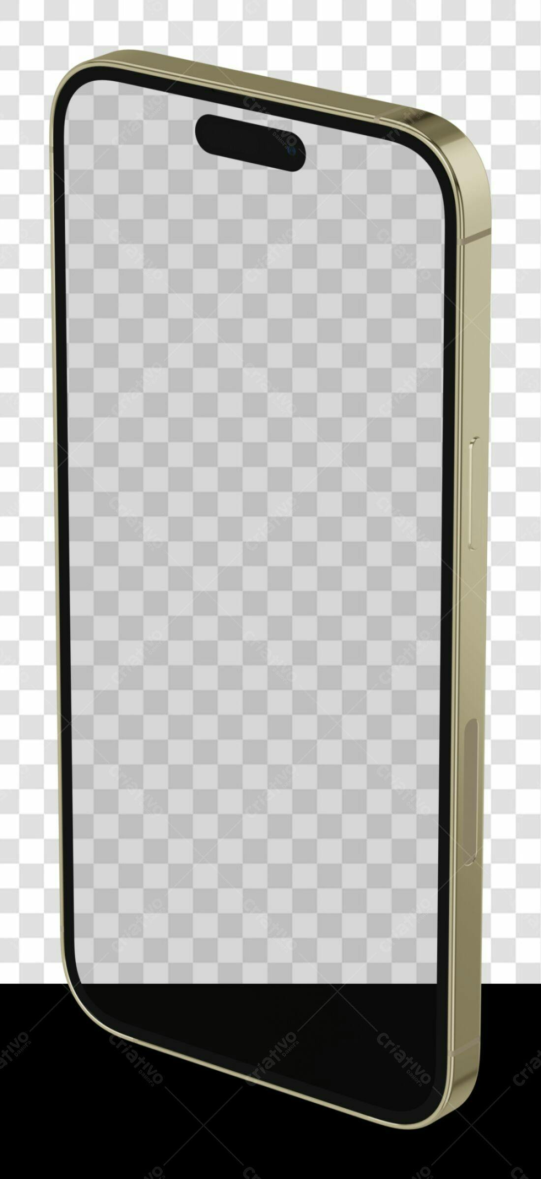 Mockup Celular Dourado PNG com fundo transparente