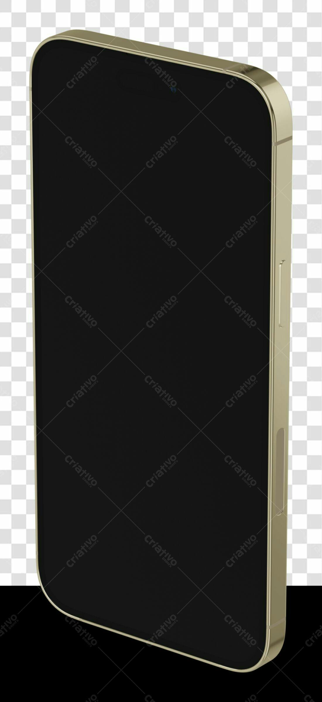 Mockup Smartphone Dourado PNG com fundo transparente