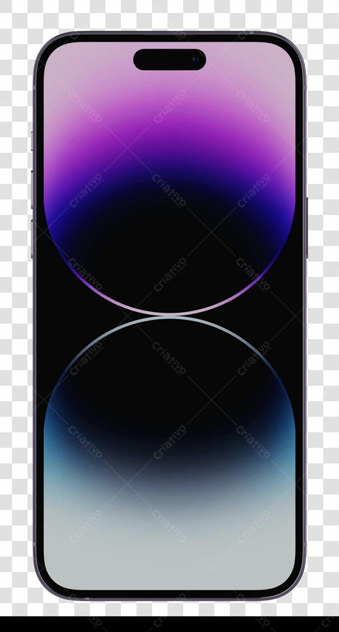 Mockup iPhone com fundo degradê roxo PNG com fundo transparente