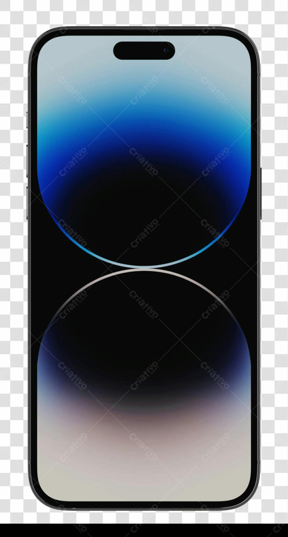 Mockup iPhone com fundo azul escuro PNG com fundo transparente