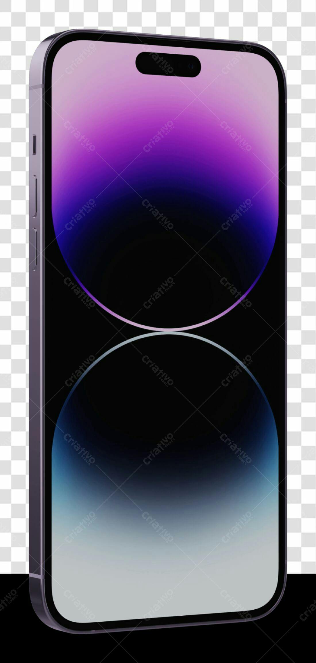 Mockup Smartphone Tela Roxa PNG com fundo transparente