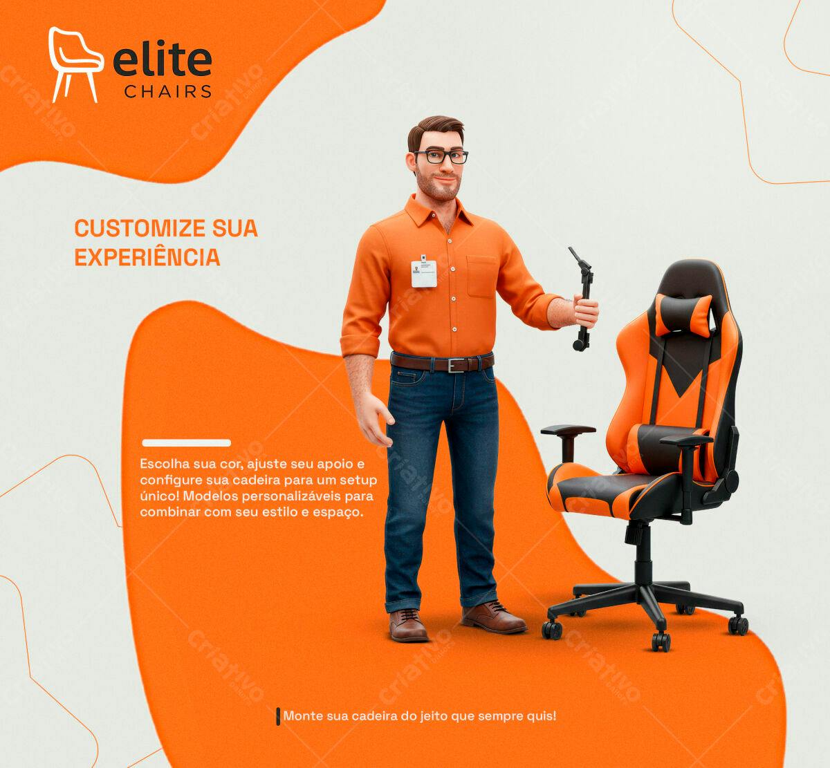 PSD para Personalização de Cadeira Gamer PSD Editável