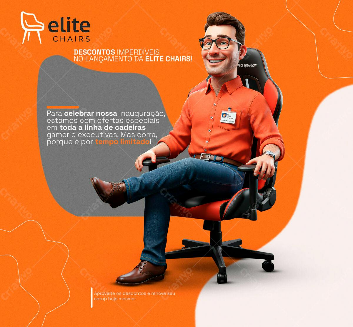 PSD Anúncio Cadeiras Gamer e Executivas - Descontos Imperdíveis