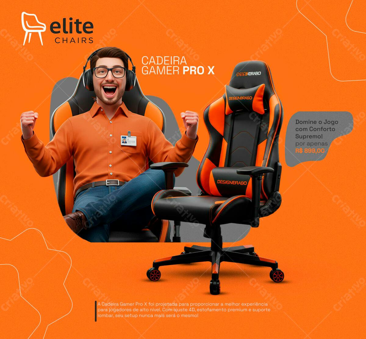 Mockup Cadeira Gamer PRO X PSD Editável