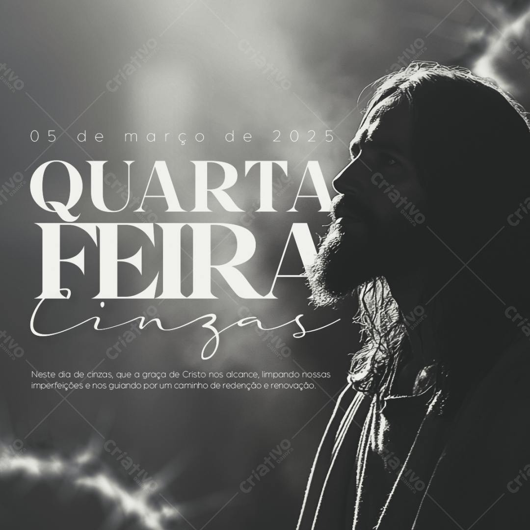 Flyer para Quarta-Feira de Cinzas PSD Editável