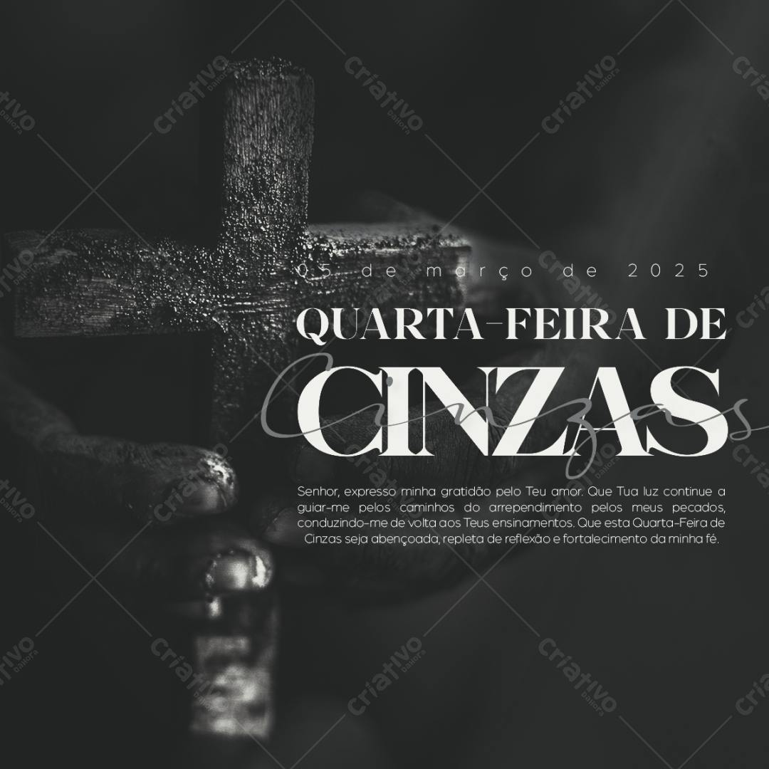 Post para Quarta-Feira de Cinzas PSD Editável