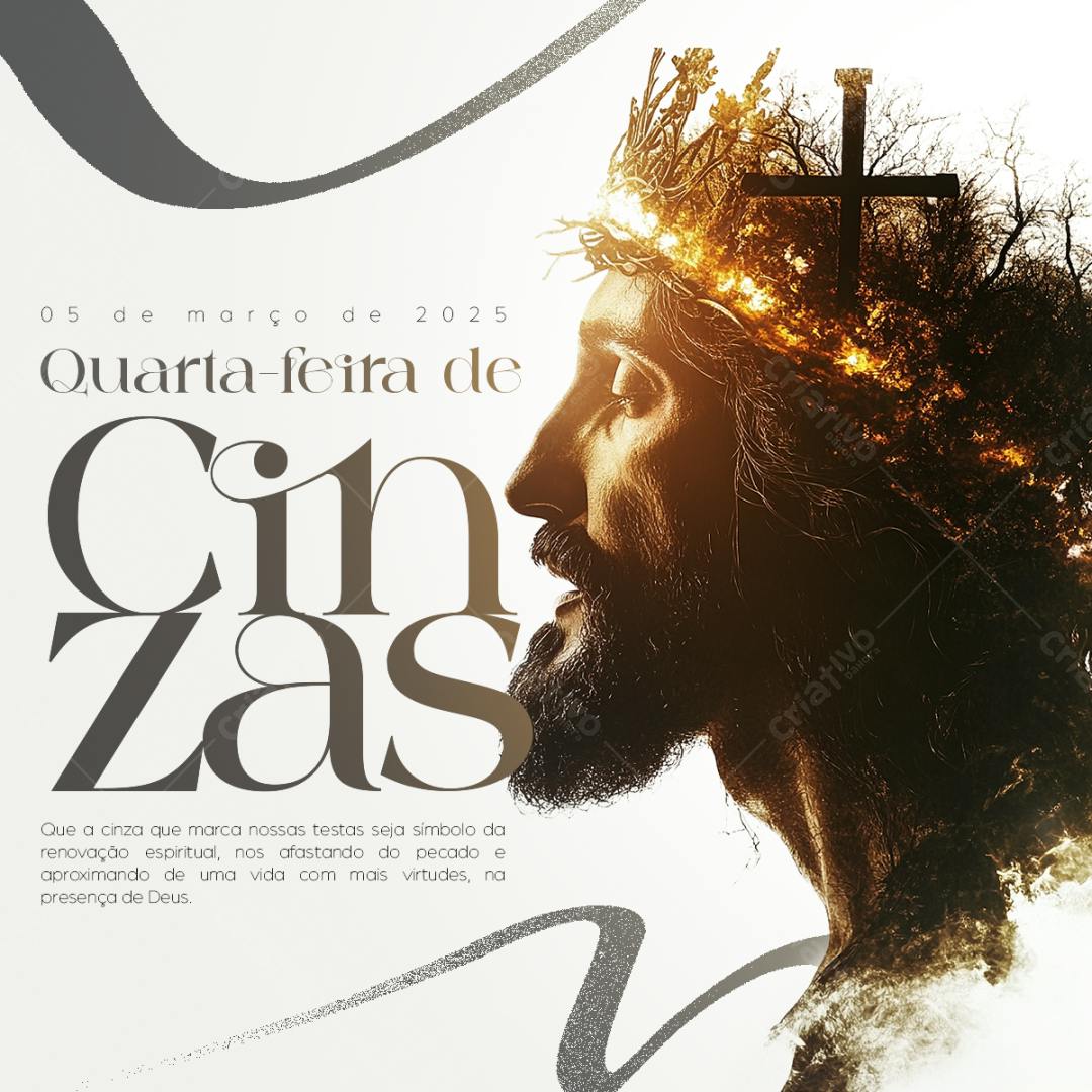 Flyer Quarta-Feira de Cinzas PSD Editável