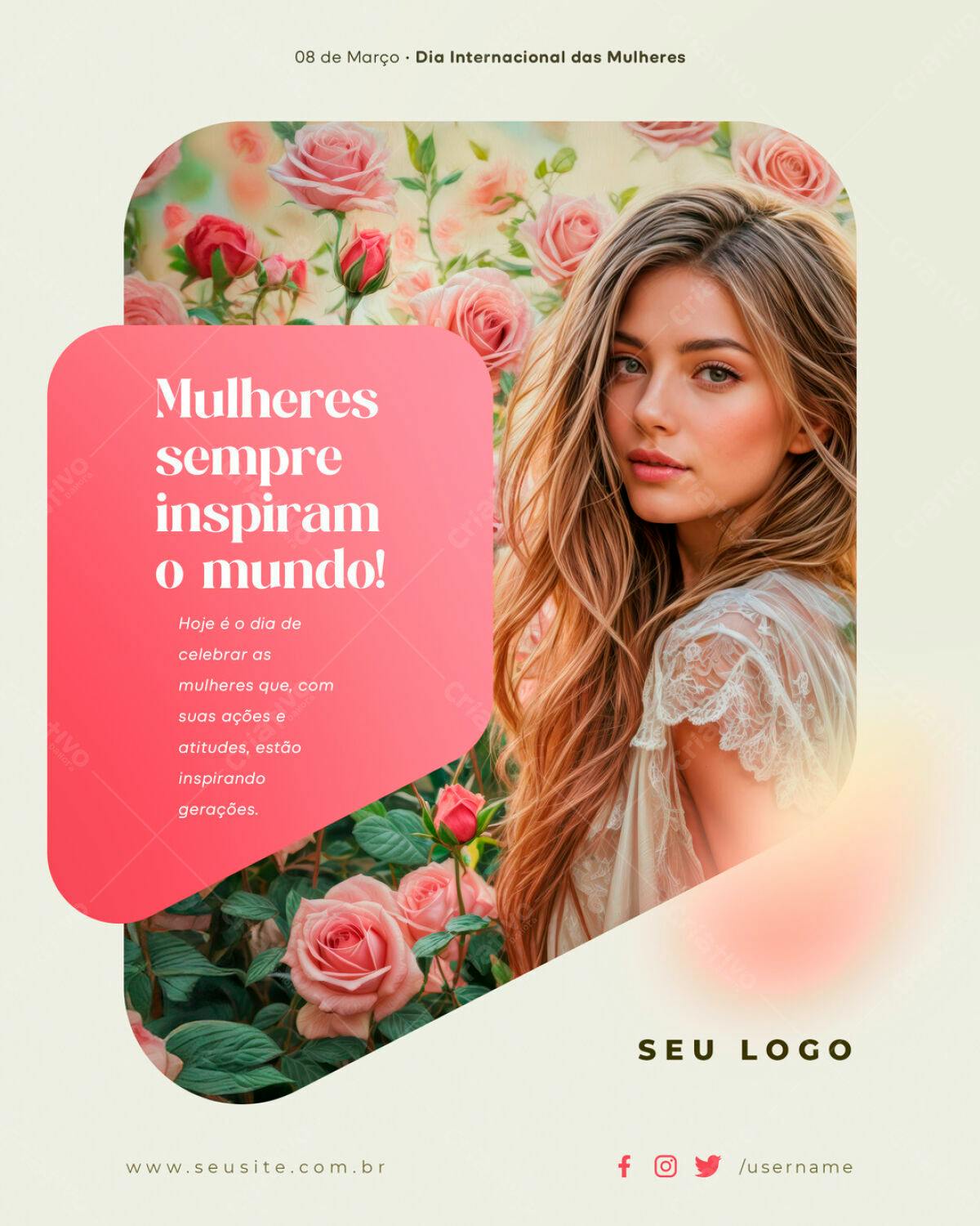 Post para o Dia Internacional da Mulher PSD Editável