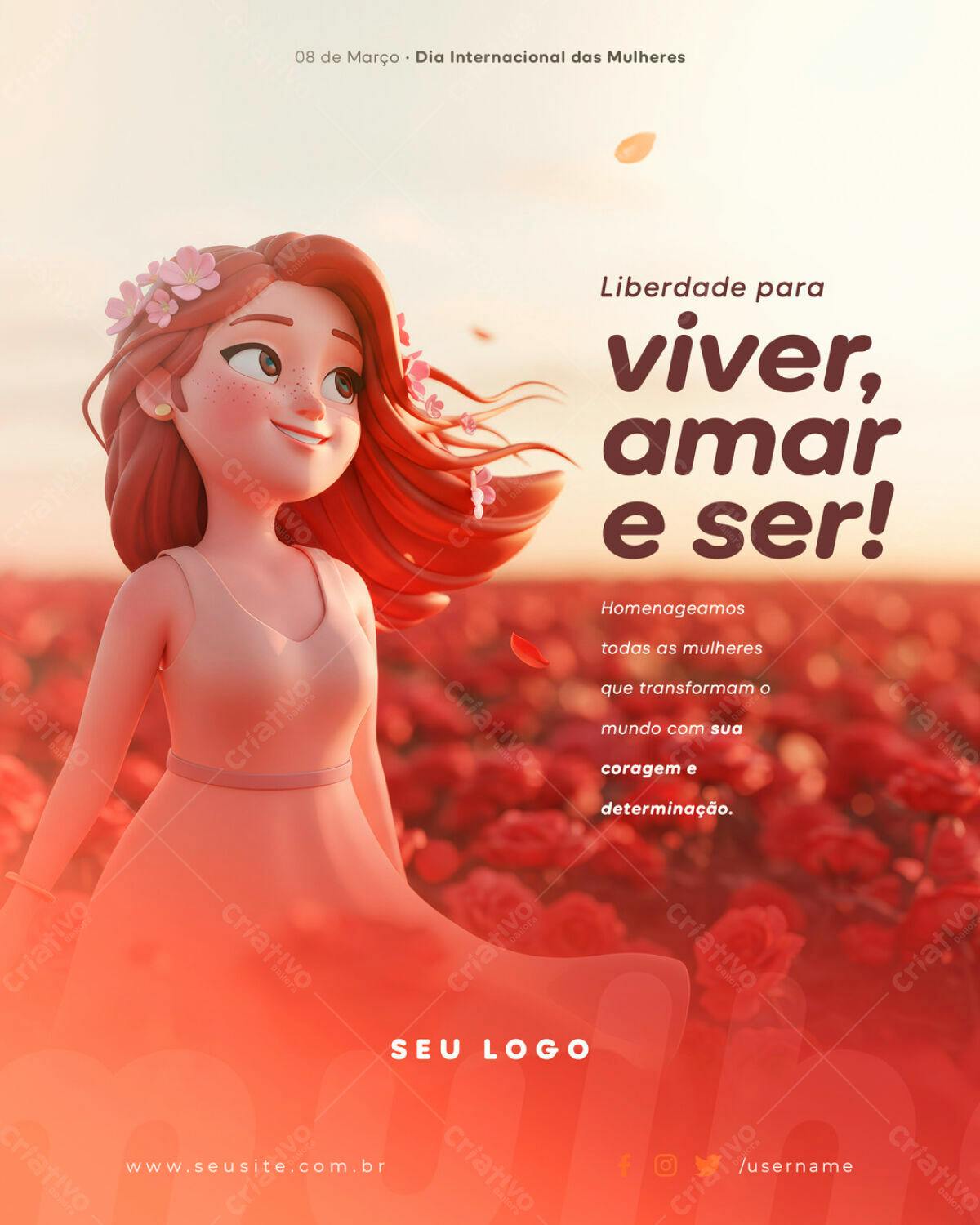 Post para o Dia Internacional da Mulher PSD Editável