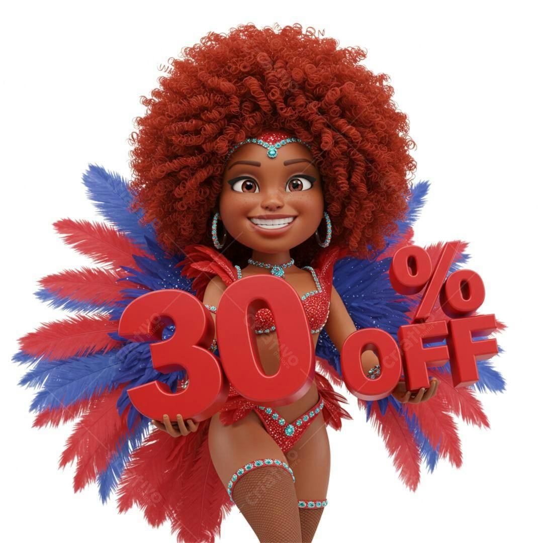 Banner Carnaval 30% OFF PNG com fundo transparente