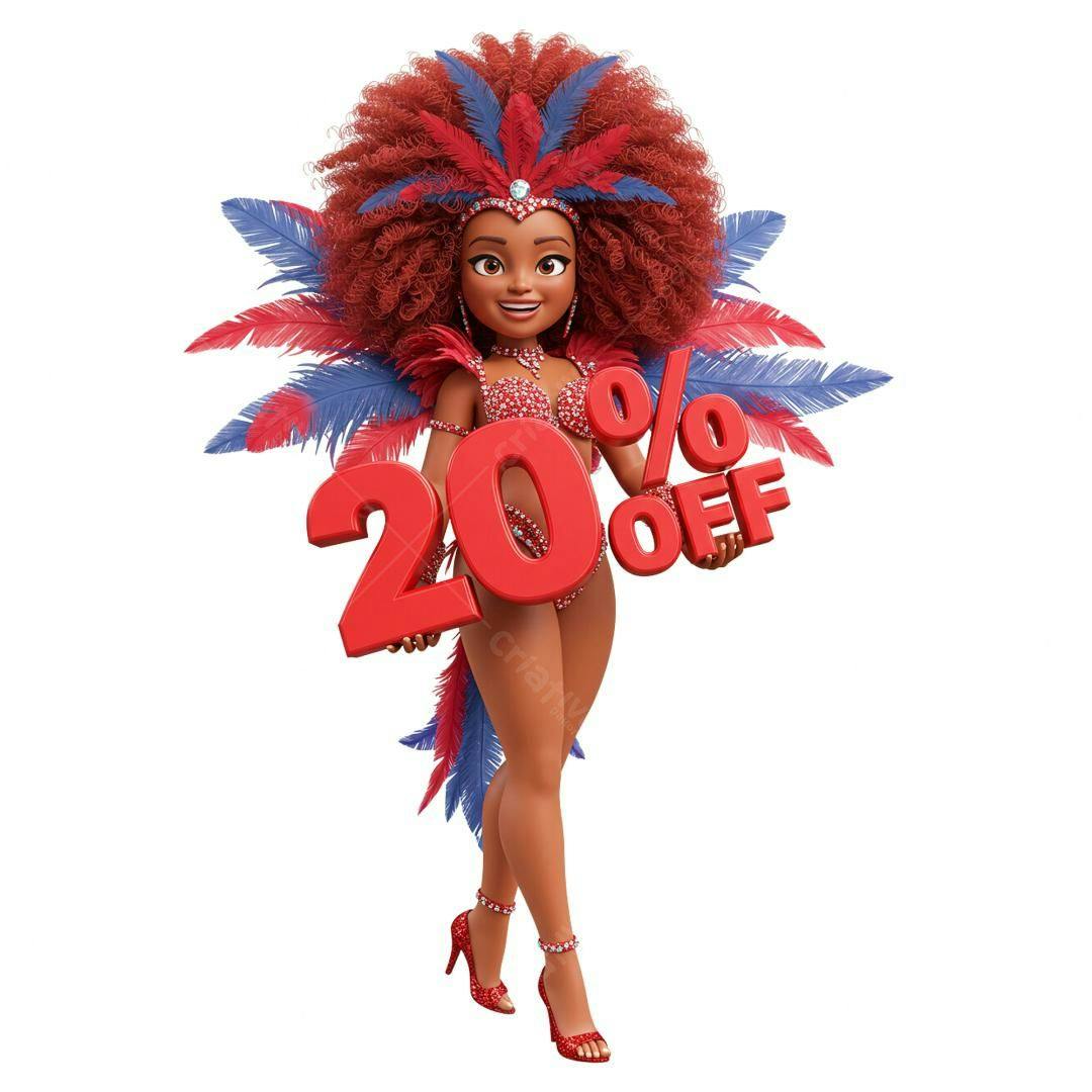 Banner Carnaval 20% OFF PNG com fundo transparente