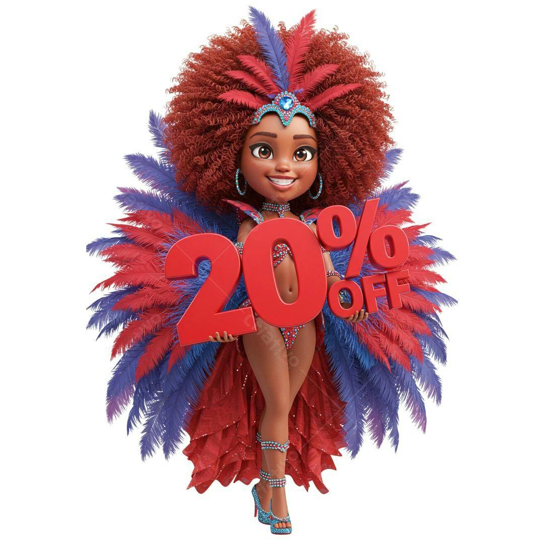Banner Carnaval 20% OFF PNG com fundo transparente
