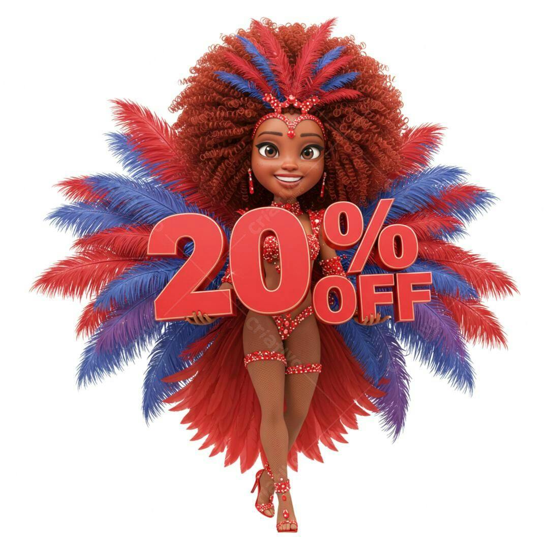 Banner Carnaval 20% OFF PNG com fundo transparente