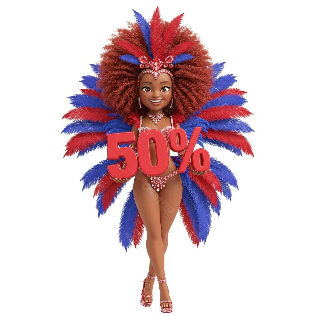 Banner Carnaval 50% OFF PNG com fundo transparente