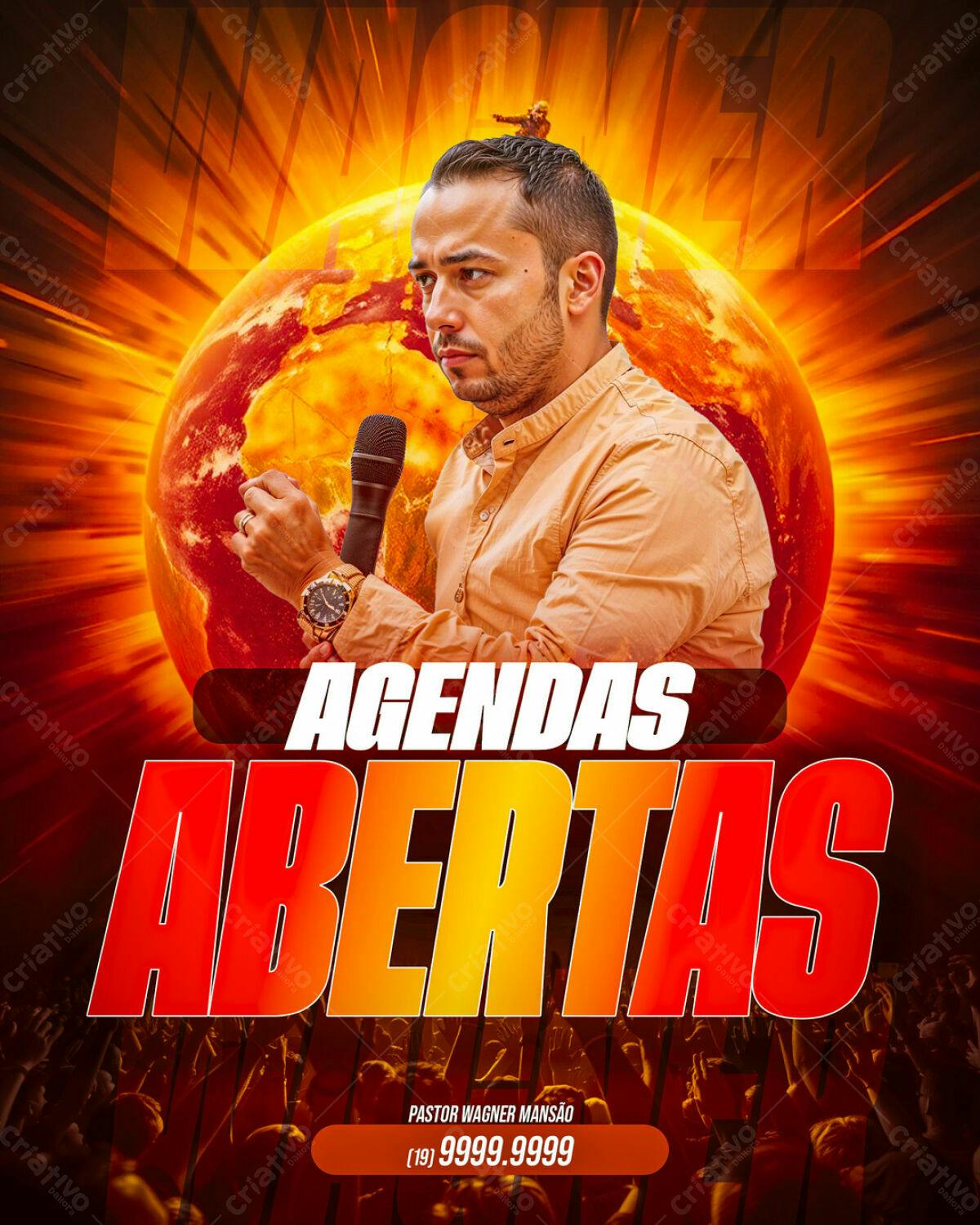 Flyer para Evento Religioso Agenda Abertas PSD Editável