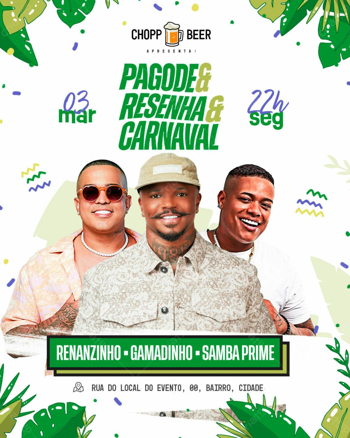 Flyer Pagode e Carnaval 03 de Março PSD Editável
