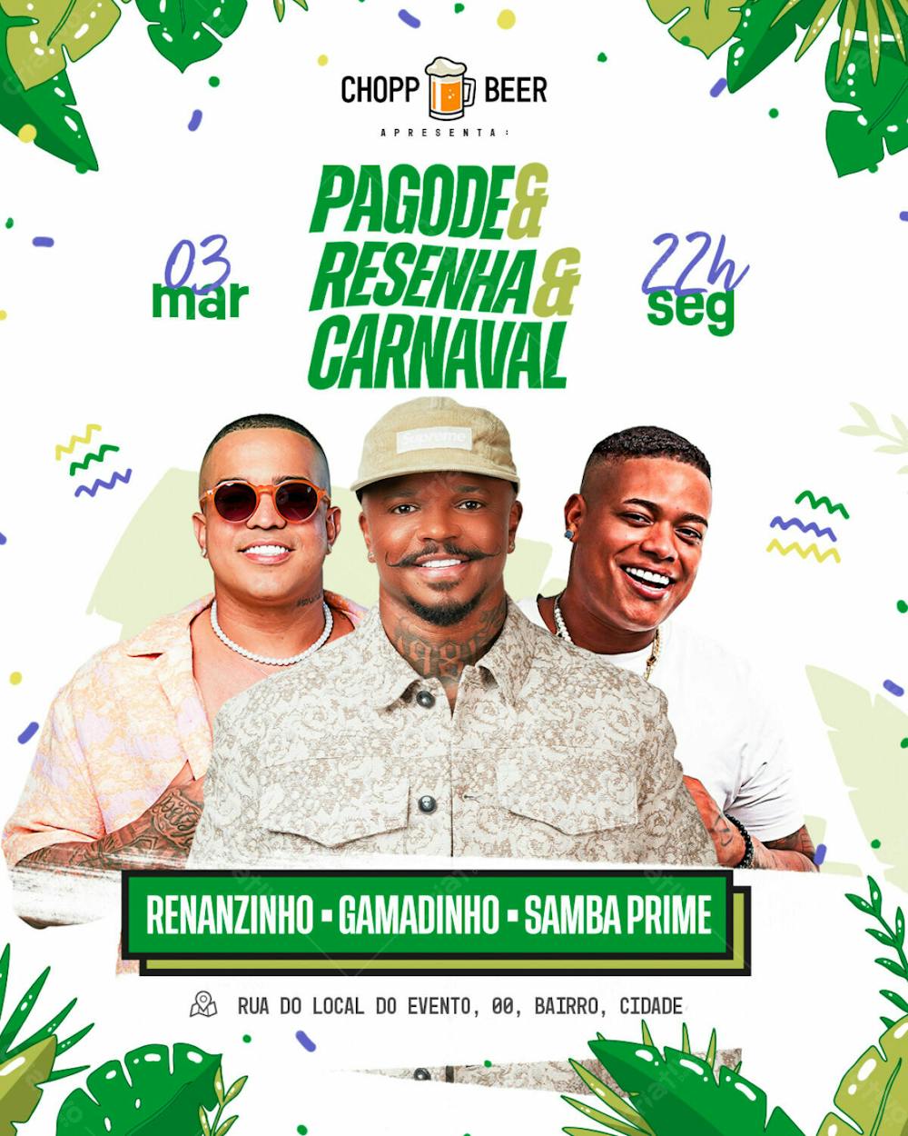 Flyer Evento Pagode Resenha E Carnaval Feed Psd Editável