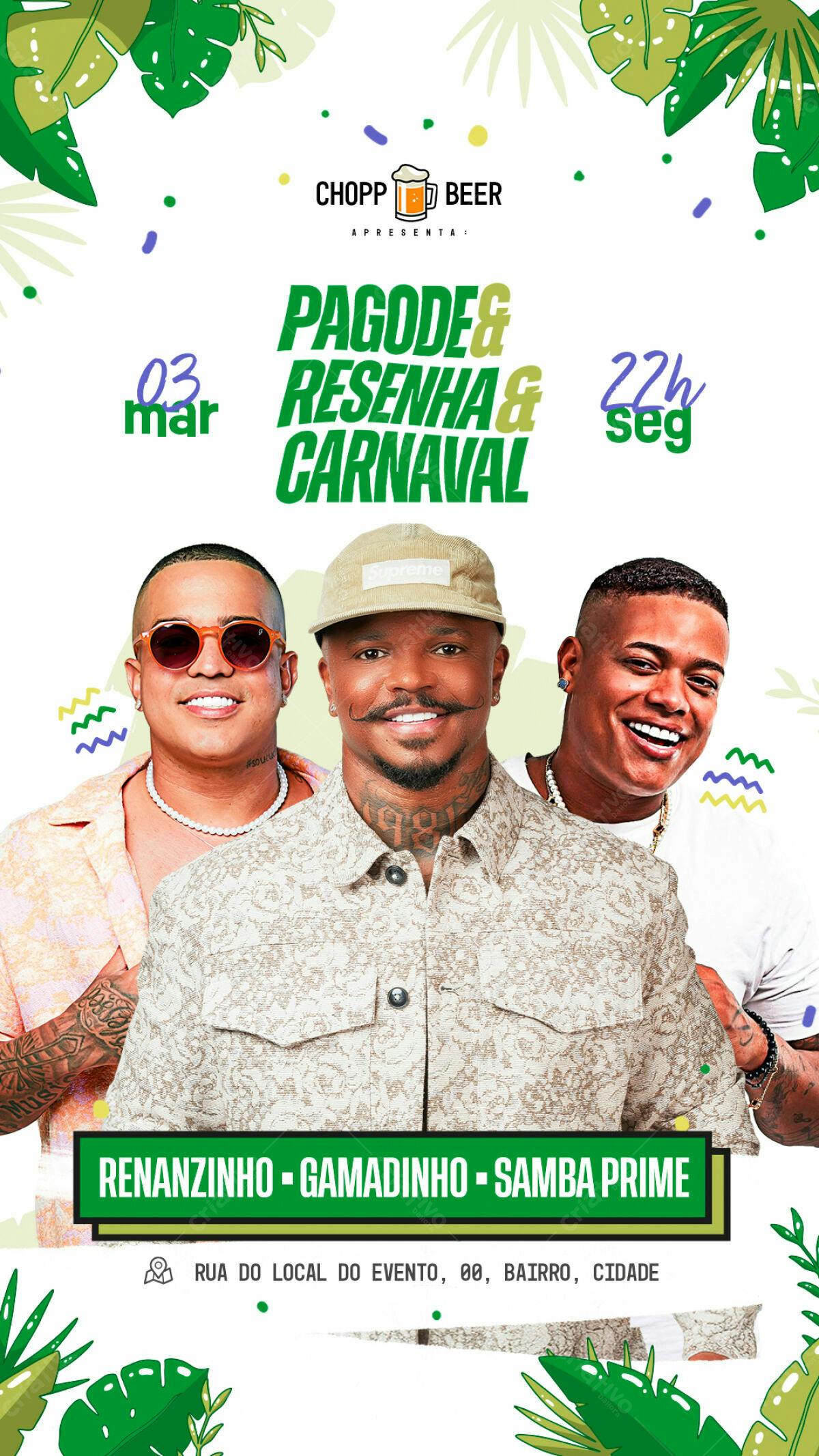 Flyer Pagode, Resenha e Carnaval PSD Editável