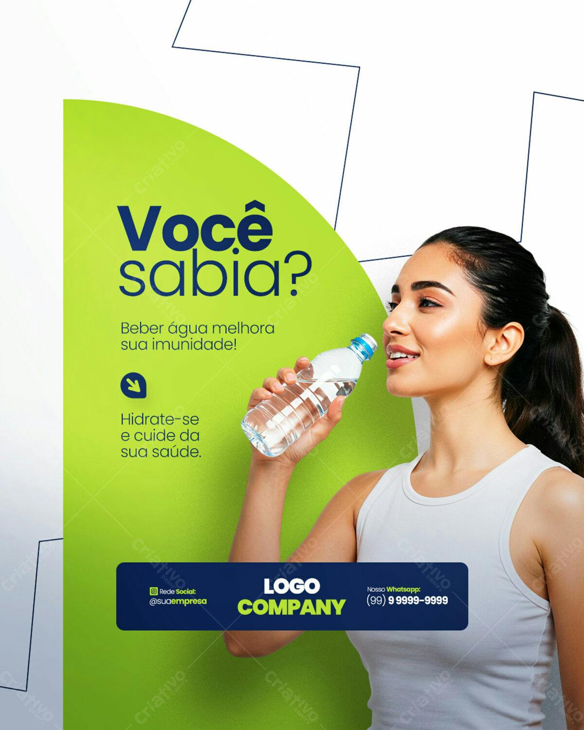 Post para Redes Sociais sobre Hidratação PSD Editável