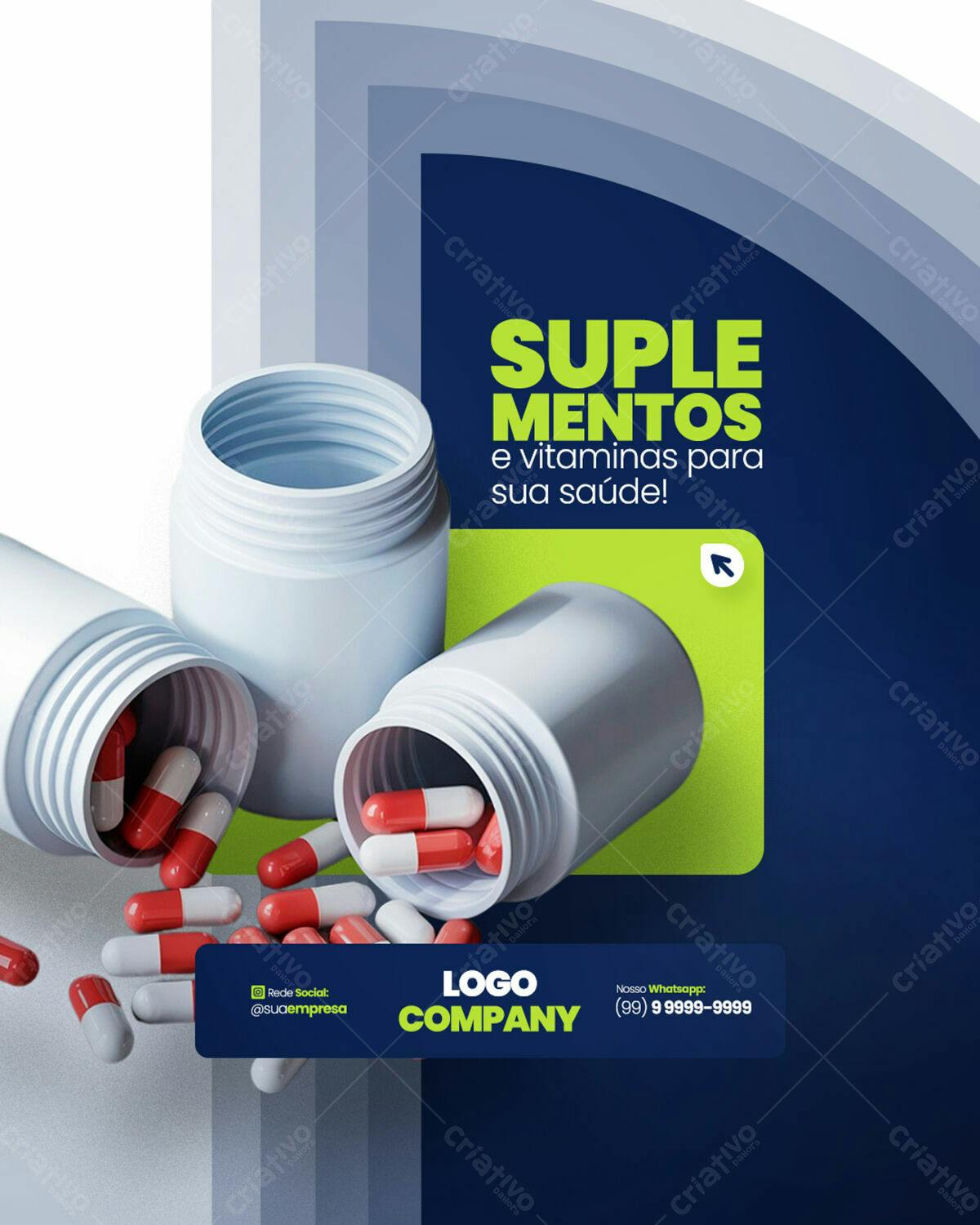 Flyer para Suplementos e Vitaminas PSD Editável