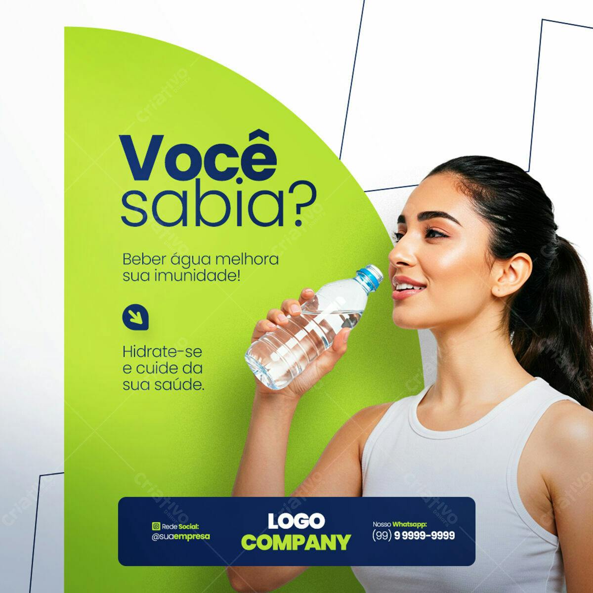 Post para Redes Sociais sobre Hidratação PSD Editável