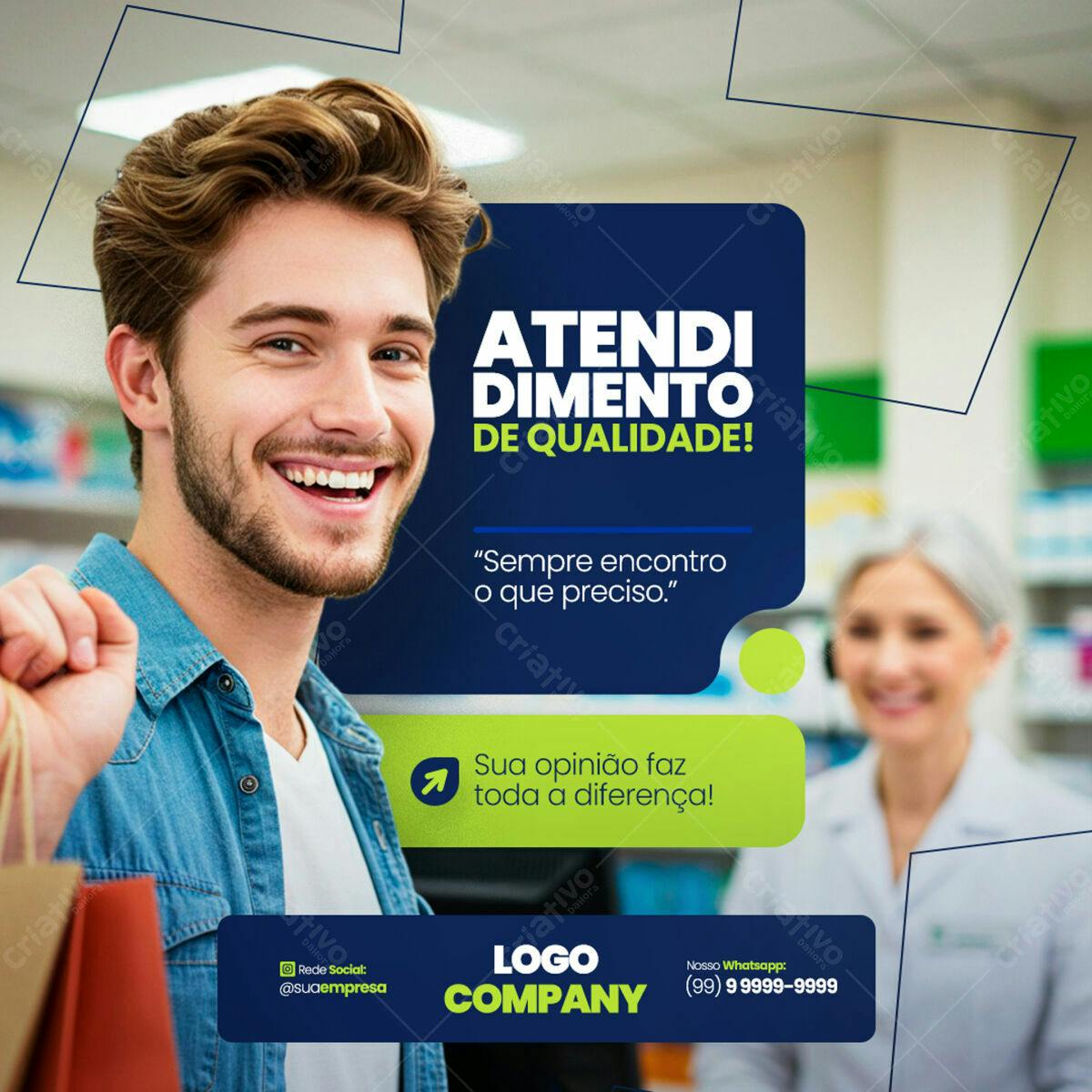 Post de Redes Sociais Atendimento de Qualidade PSD Editável