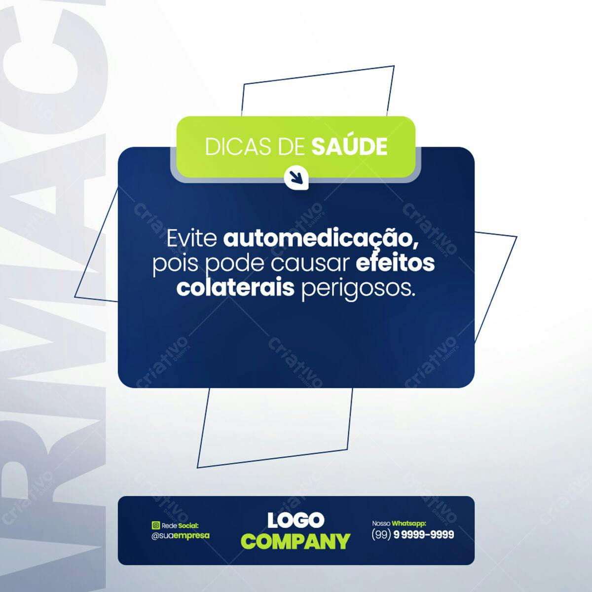 Post para Redes Sociais - Dicas de Saúde PSD Editável