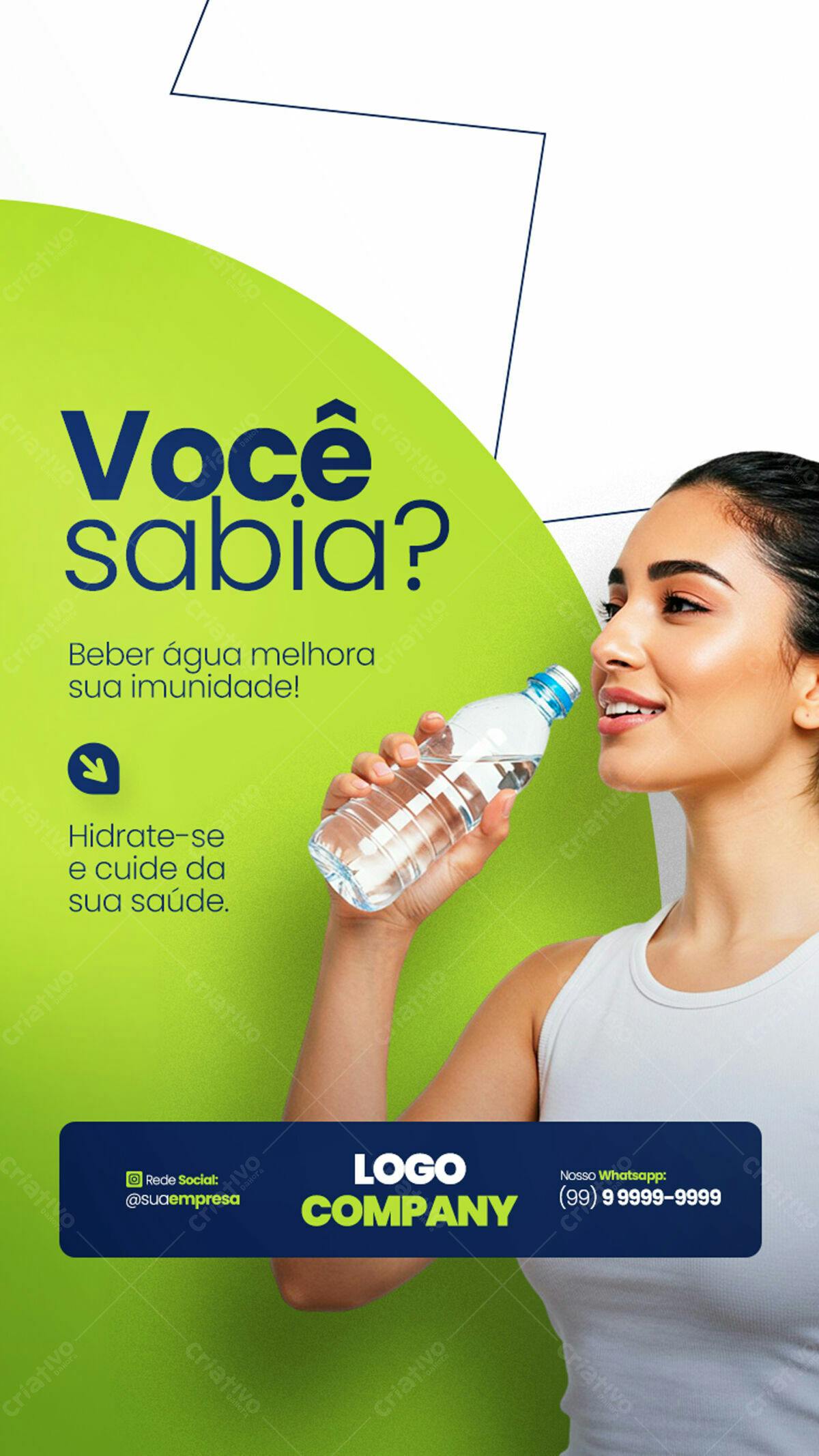 Post para Redes Sociais sobre Hidratação PSD Editável