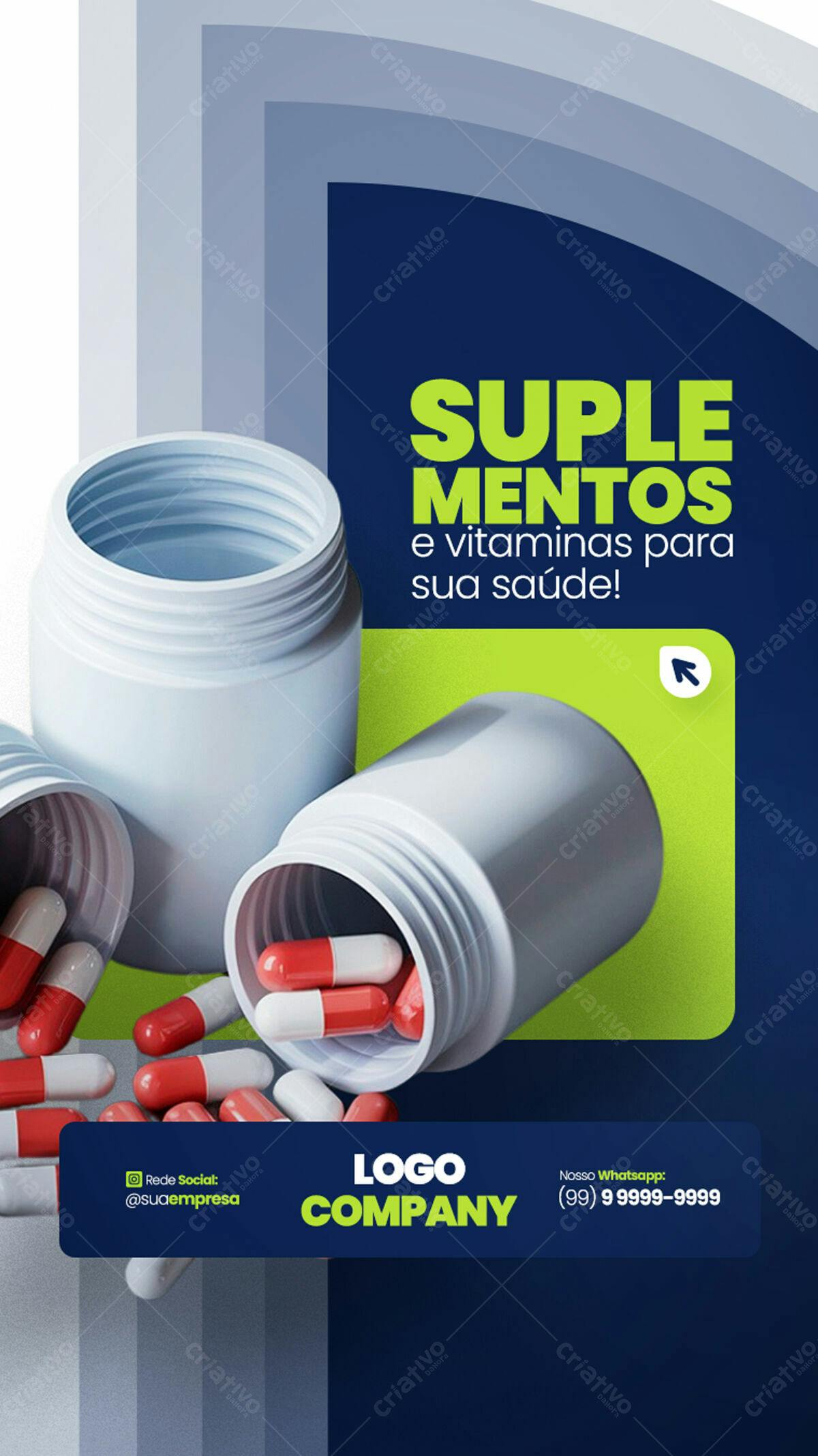 Flyer para Farmácia Suplementos e Vitaminas PSD Editável