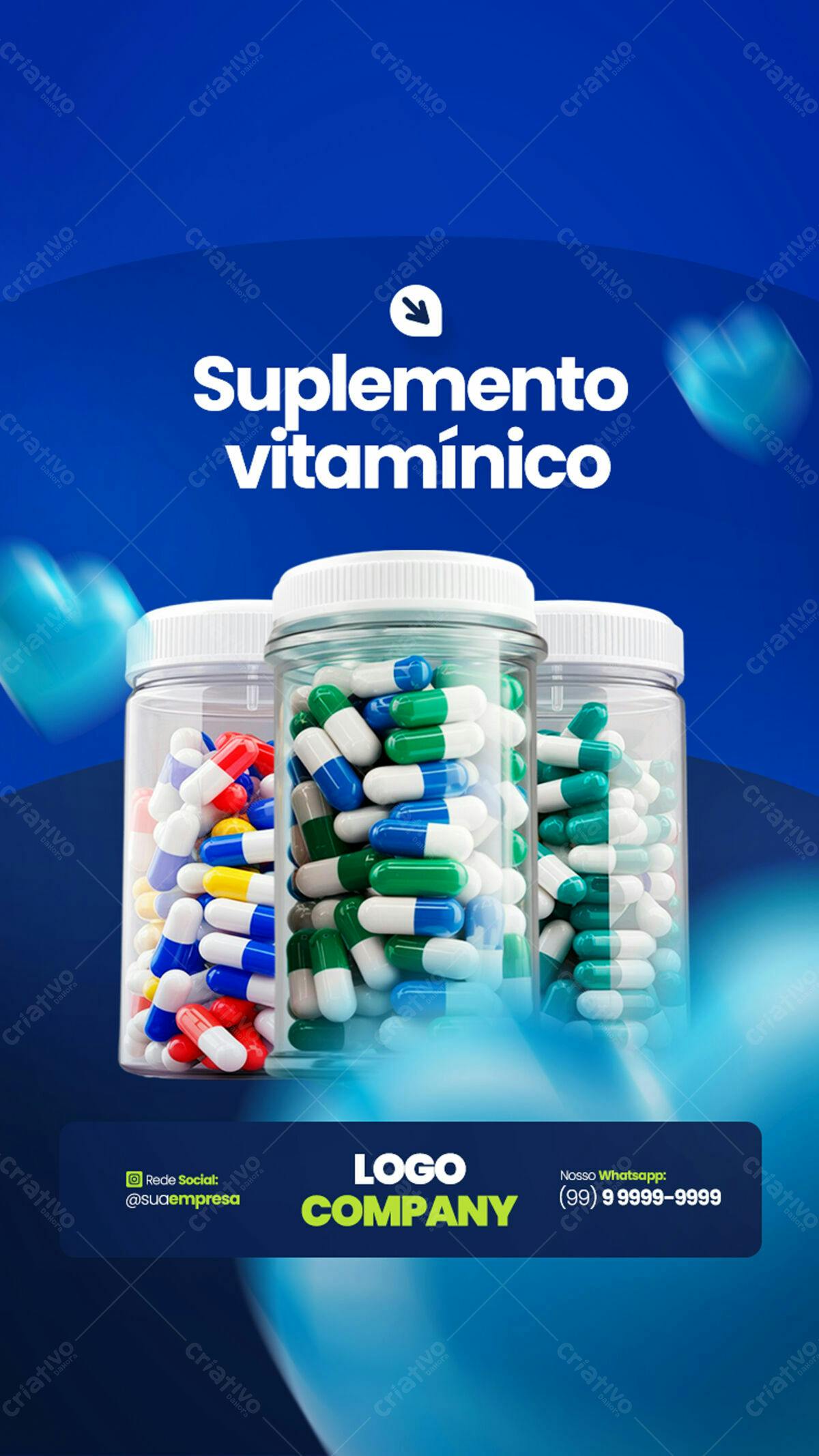 Flyer para Farmácia Suplementos Vitamínicos PSD Editável