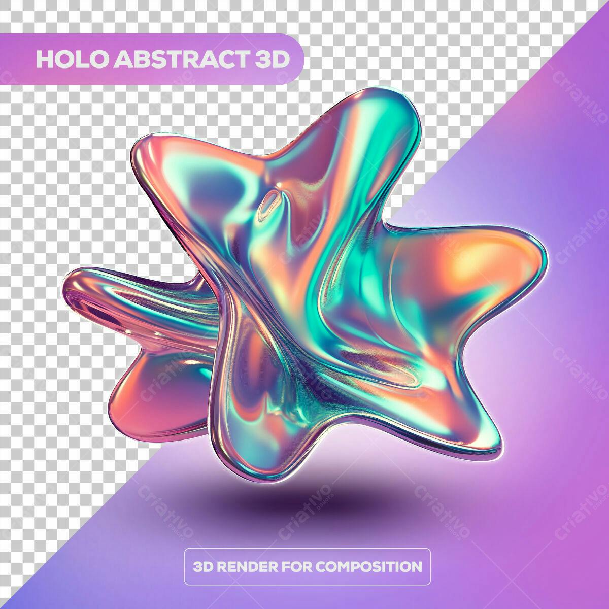 PSD Abstrato 3D Holográfico para Design Moderno PSD Editável
