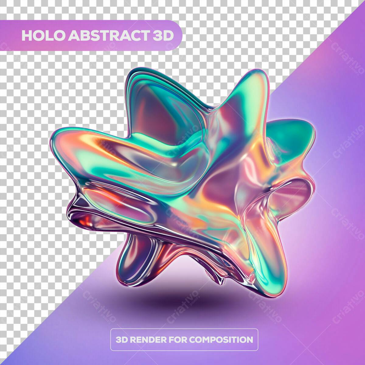 PSD Abstrato Holográfico 3D Editável