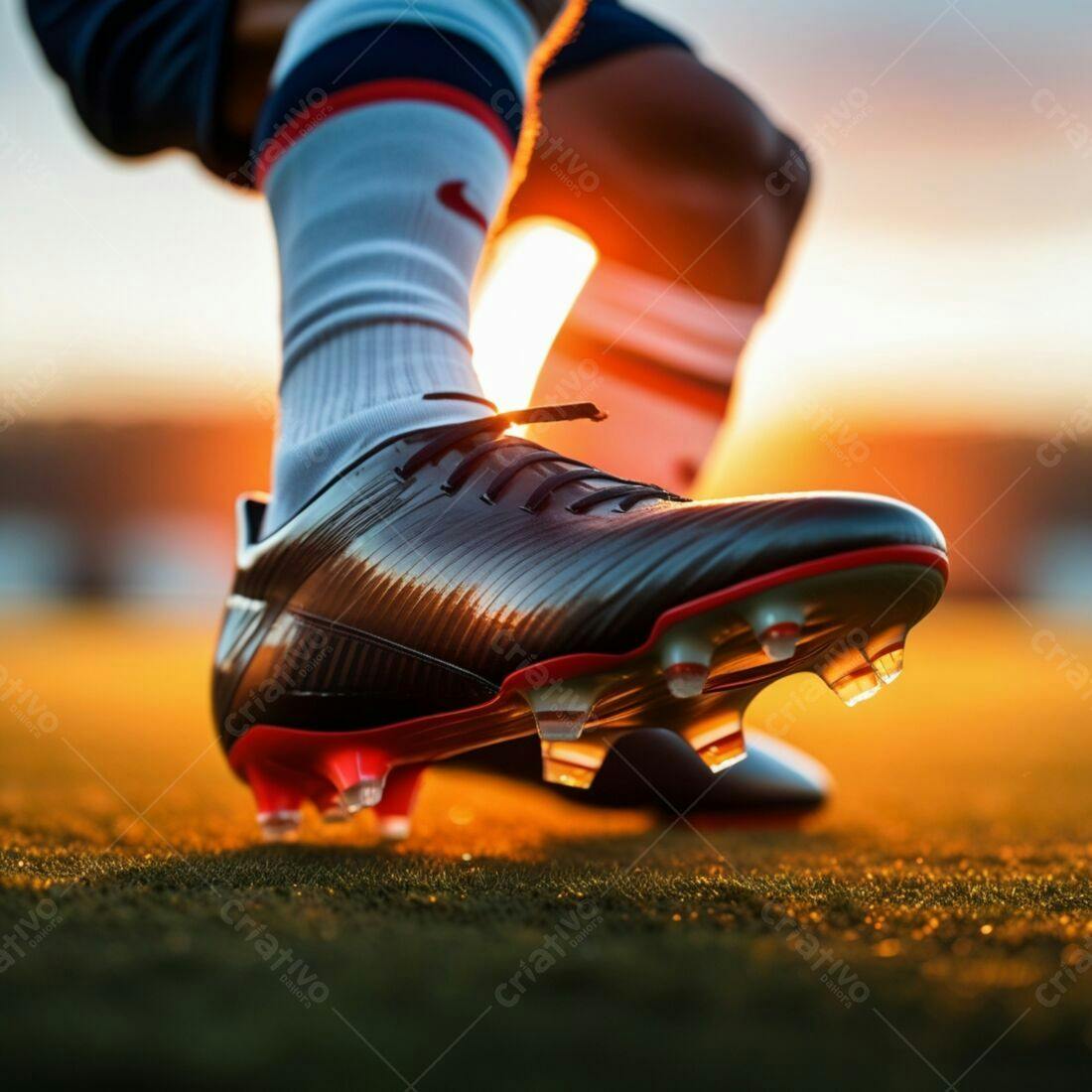Chuteira de futebol ao pôr do sol