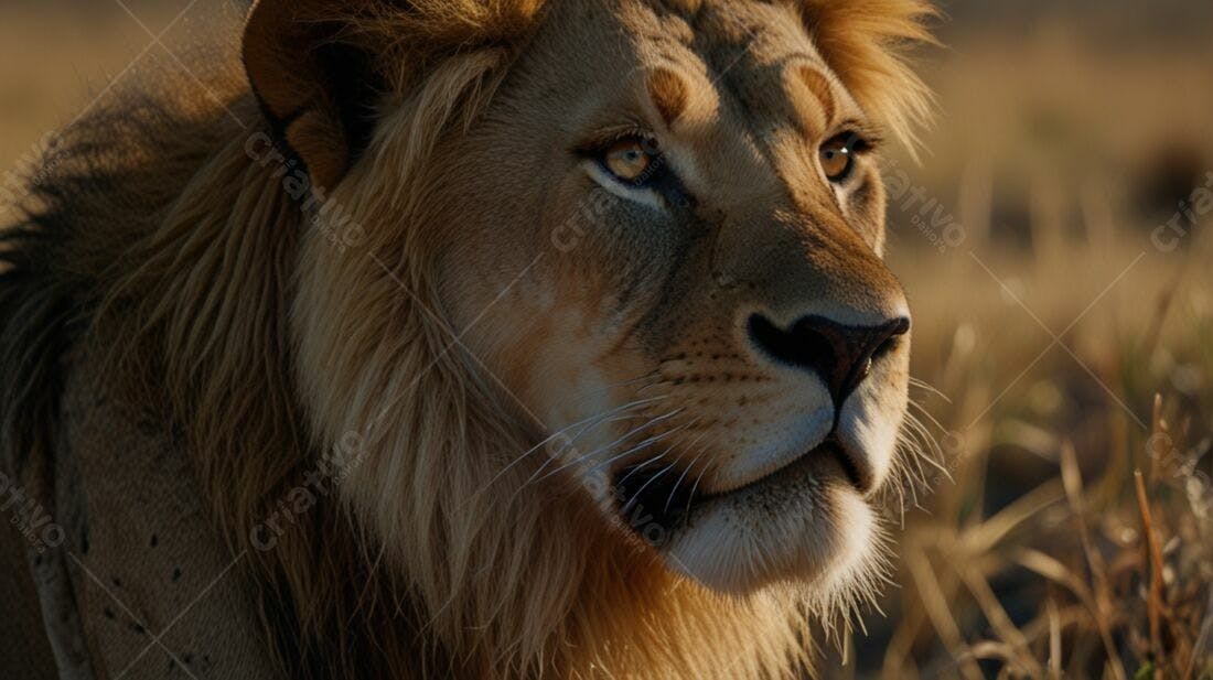 Leão majestoso na savana africana