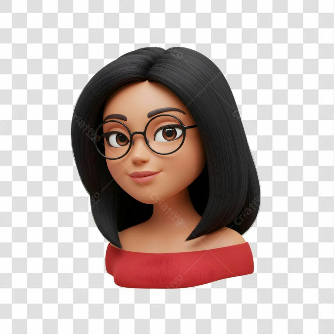 Avatar PNG com fundo transparente Mulher com óculos