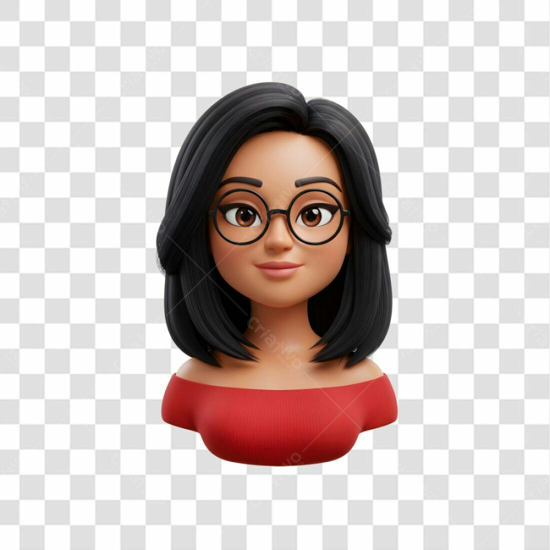Avatar PNG com fundo transparente Mulher com óculos
