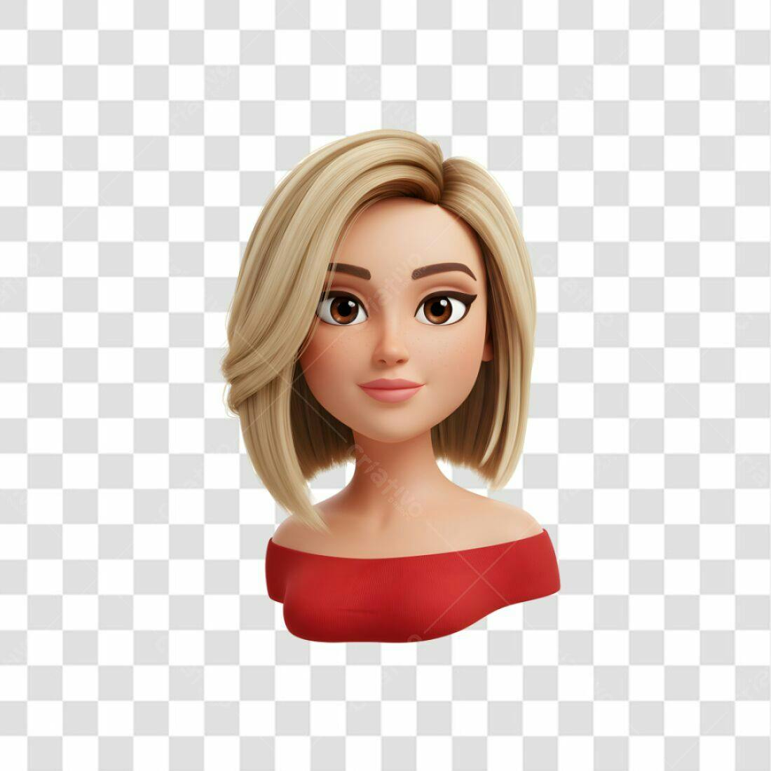 Avatar mulher loira PNG com fundo transparente
