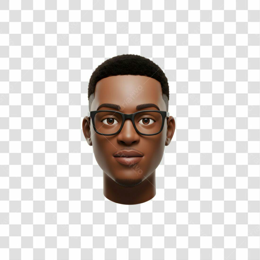 Avatar PNG com fundo transparente Homem Negro Óculos