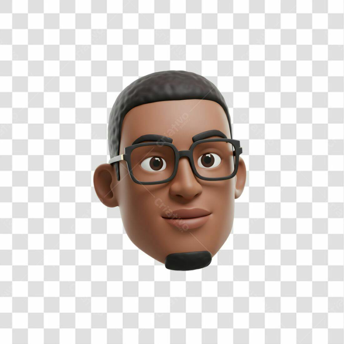 Avatar PNG com fundo transparente homem negro óculos