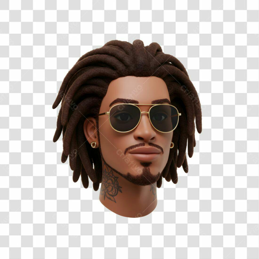 Avatar PNG com fundo transparente Homem Negro Dreadlocks