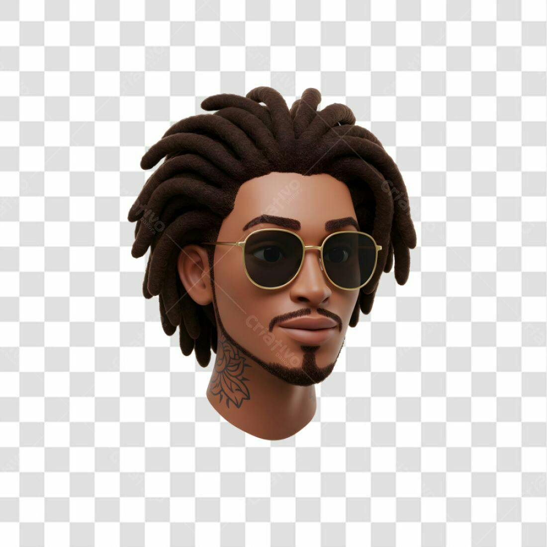 Avatar PNG com fundo transparente Homem negro dreads