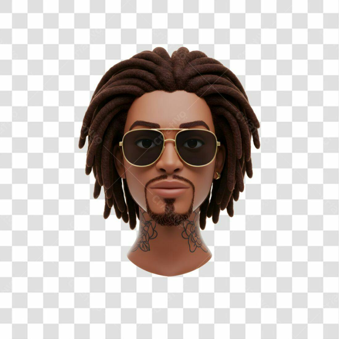 Avatar PNG com fundo transparente Homem com dreads