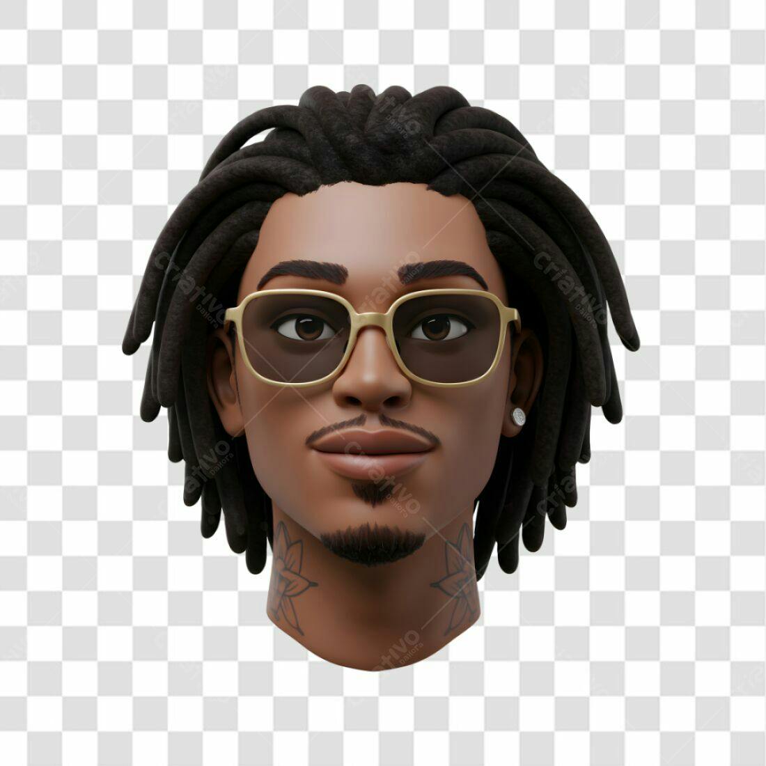 Avatar PNG com fundo transparente Homem Negro Dreadlocks