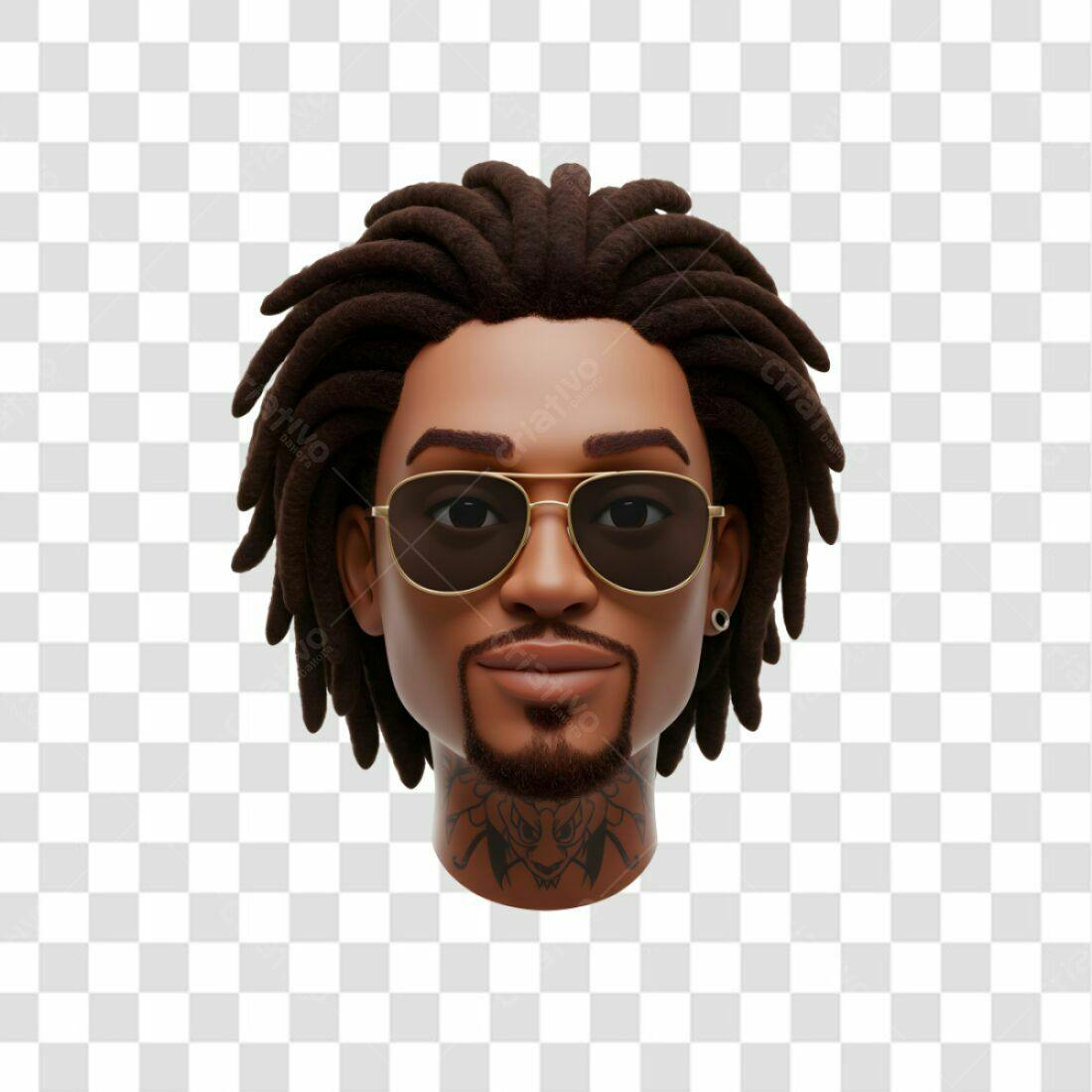 Avatar PNG com fundo transparente Homem com dreads