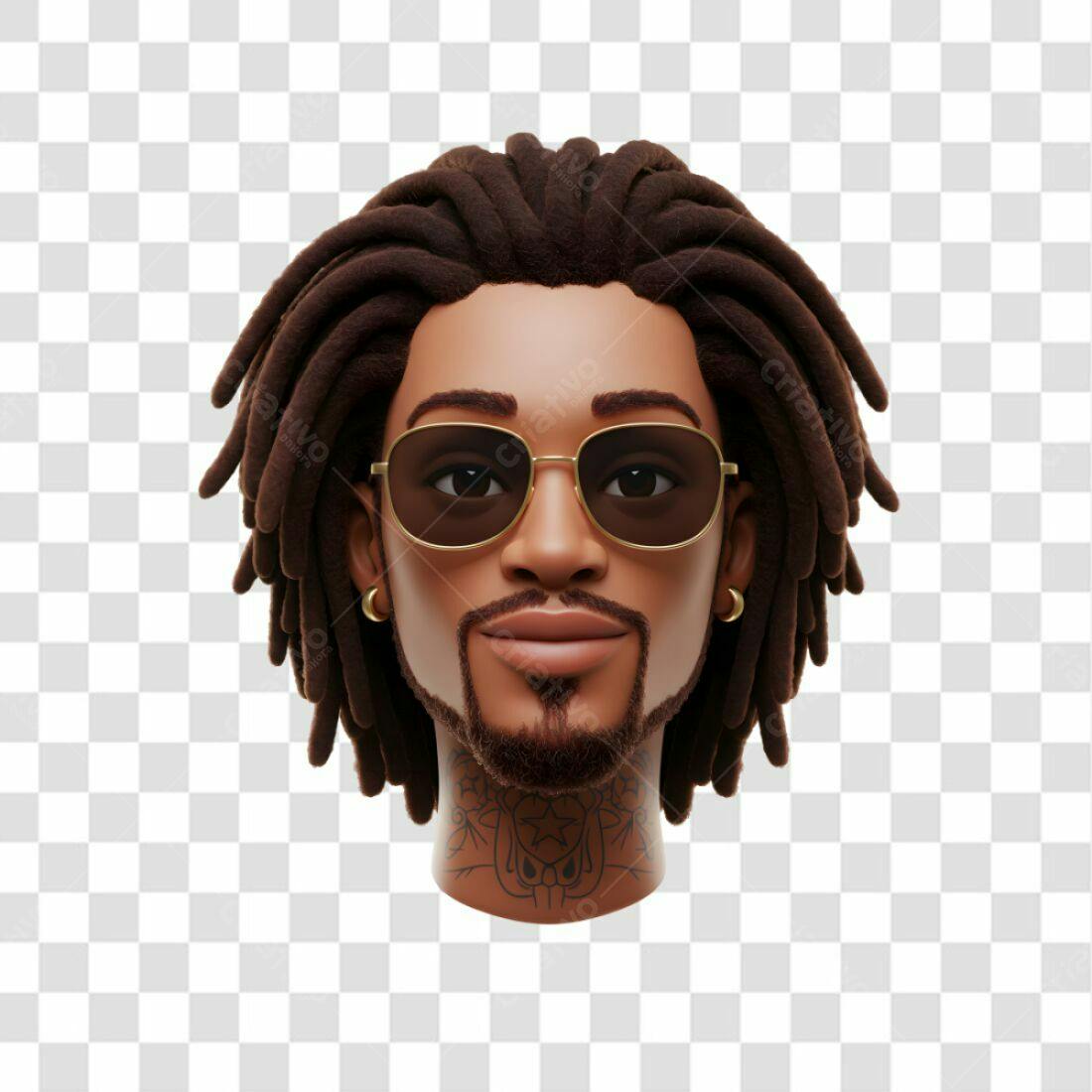 Avatar PNG com fundo transparente Homem Negro Dreadlocks