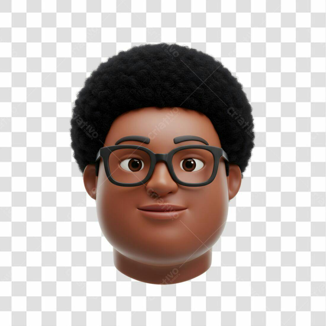 Avatar PNG com fundo transparente Cabeça Homem Negro Óculos